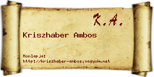 Kriszhaber Ambos névjegykártya